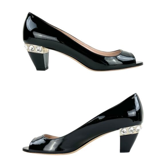 Miu Miu Patent Leather Peep Toe Heels - Picture 3 of 10
